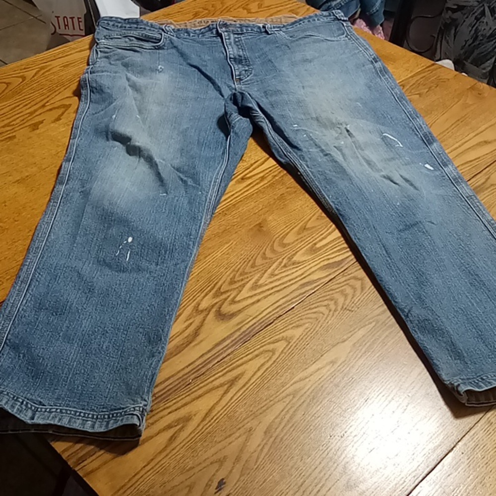 DULUTH TRADING CO JEANS MENS 42 x 30 Blue Casual Work Preowned Distressed Used